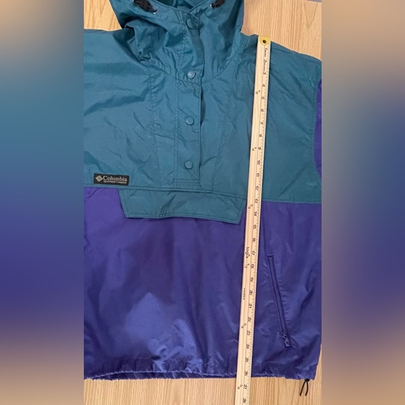 🛶🌈🌲Columbia Vintage Anorak Windbreaker Jacket. Teal, bluish purple. - Picture 12 of 13